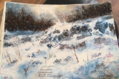 Snow Scene in Acrylic and Watercolour by John Young